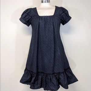 ANTHRO Odille Black Swiss Dot Babydoll Dress